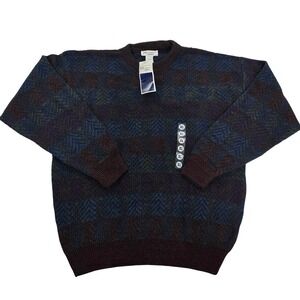 Munsingwear Lifestyle Mens XL Knit Sweater Pullover Blue Brown Pattern NWT